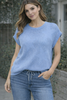 Chambray Woven Star Short Sleeve Sweater
