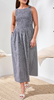 Ruched Smocked-Bodice Maxi Gingham Dress