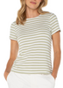 Whipped Cream and Lotus Short Sleeve Crew Neck Stripe T-Shirt