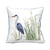 Blue Heron and Saltmarsh Indoor Outdoor Pillow - Left