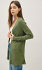 Green Midi Pocket Open Cardigan