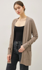 Cocoa Midi Pocket Open Cardigan