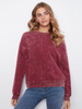 Merlot Large Flower Applique Sweatshirt