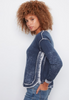 Blue Crew Neck V Burnout Sweater