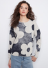 Navy Daisy Crew Neck V Burnout Sweater
