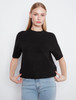 Black Short Sleeve Button Detail Sweater