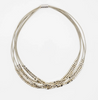 Silver Square Beads Piano Wire Necklace