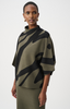 Avocado & Black Abstract Funnel-Neck Boxy Sweater