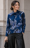 Blue Rose Sketch Cowl Tipped Hem Sweater