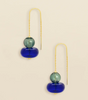 Teal Glass Stacked Threader Earrings