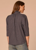 Midnight Sapphire Plaid Ruffle Placket Top