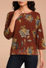 Dolman Tuck Sleeve Floral Sweater