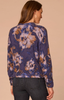 Ruched Sleeve Abstract Floral Sweater