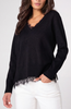 Lace Trim V-Neck Sweater