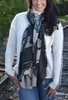 Navy, Cream, and Blue hues wool Sitka Scarf