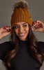Cable Knit Pom Hat - Mustard