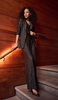 Pleated Satin Open Blazer