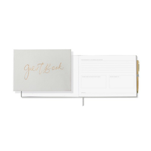 Guest Book Gray Faux Leather Hardcover