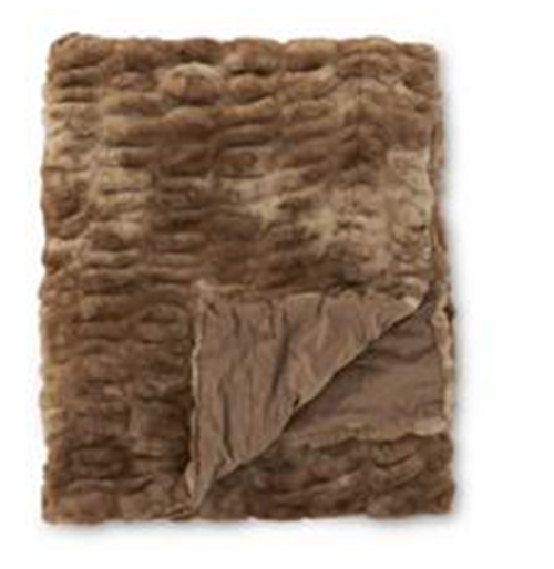 Brown Ribbed Faux Fur Throw Blanket