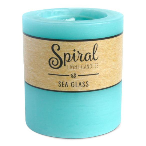 Spiral Candle-Aqua Sea Glass 3X3