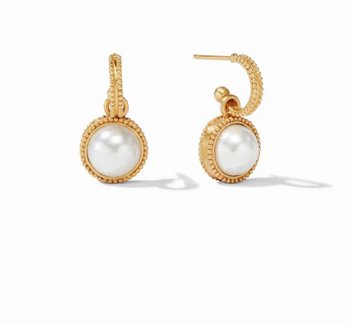 Fleur-de-Lis Hoop & Charm Earring-Pearl-OS 