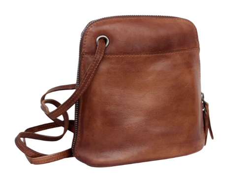 Genuine cognac brown leather Lilly crossbody handbag from Latico Leathers