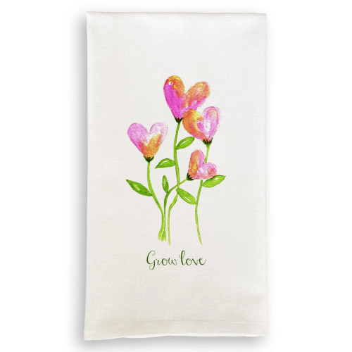 100% cotton towel with heart-shaped flowers