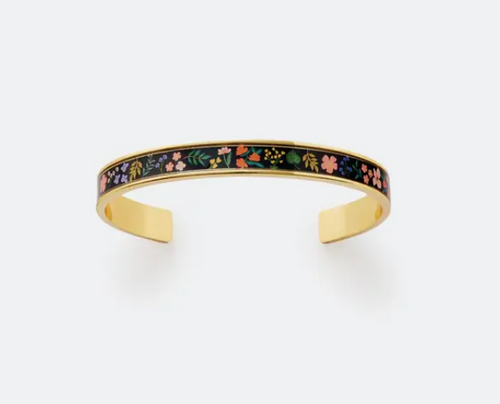 Floral Enamel & Metal Cuff Bracelet