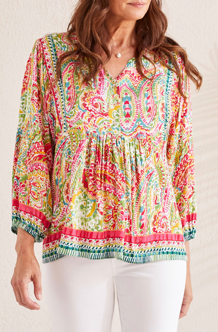 Paisley Border Print Top 