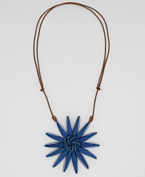 Blue Amaya Flower Statement Necklace