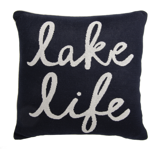 Navy and White Lake Life Pillow