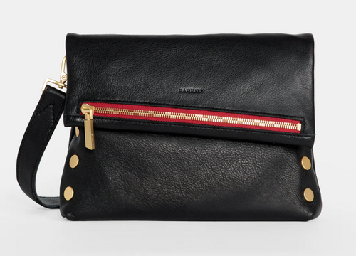 Black with Brushed Gold and Red Zip VIP Large Handbag