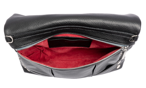 Black with Brushed Gold and Red Zip VIP Large Handbag