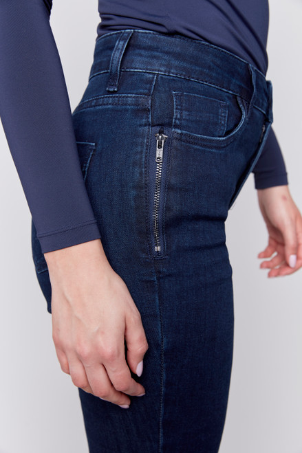 Blue Black Side Zipper Jean Charlie B