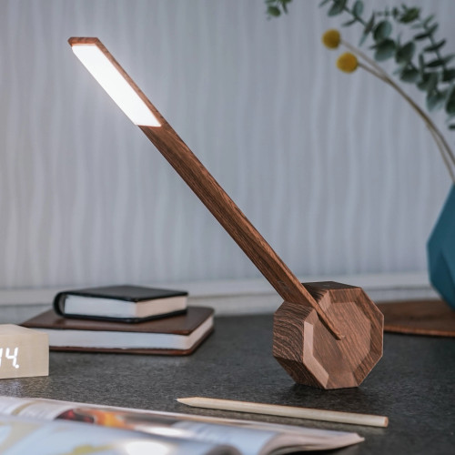 Octagon One Portable Desk Light - Walnut