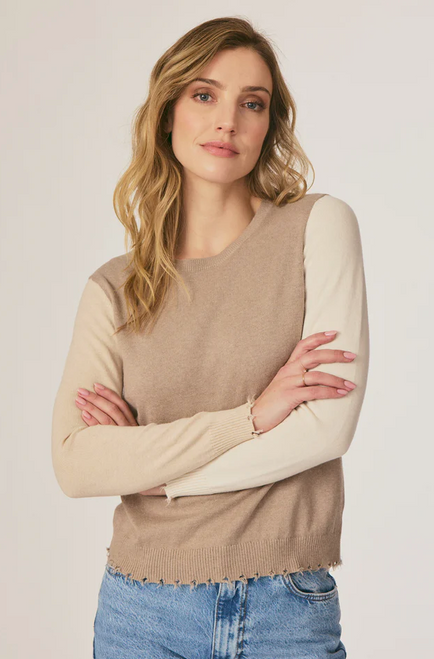 Colorblocked Frayed Hem Sweater - Final Sale