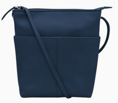 Classic Navy Leather Midi Sac