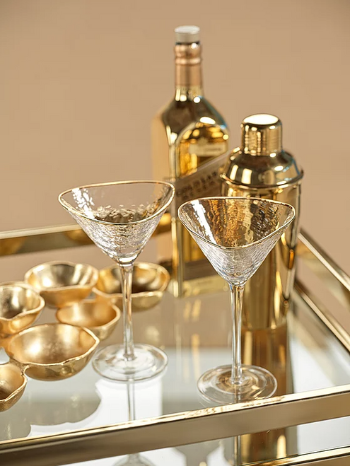 Gold Rim Triangular Martini Glass