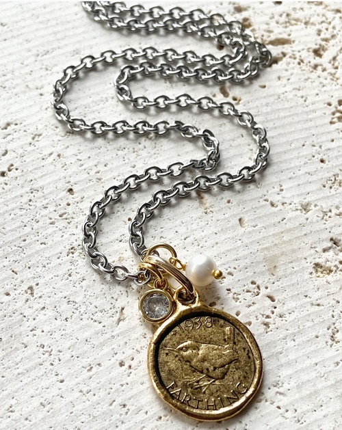 English Farthing Coin Necklace