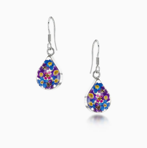 Teardrop Silver Earring - Purple Haze