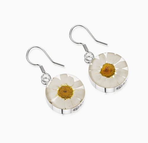Round Silver Earring - Daisy