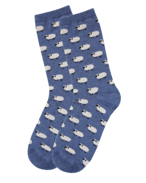 Sheep Cashmere Crew Sock - Blue
