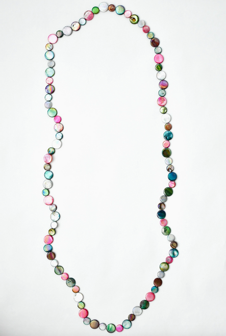 Berry/Teal/Light Gray Single Strand Mop Necklace