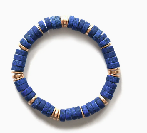 Sea Lily's Lapis Gold Disc Bracelet