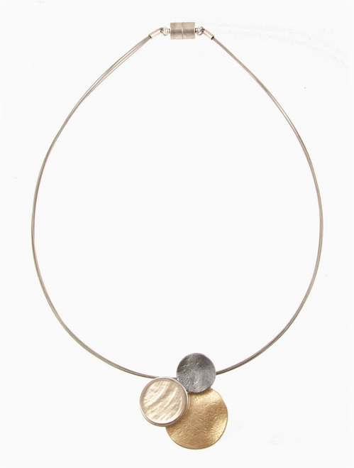 Three Circles Neutral Shell Necklace
