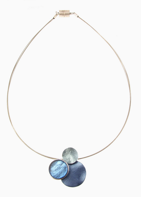 Three Circles Blue Shell Necklace