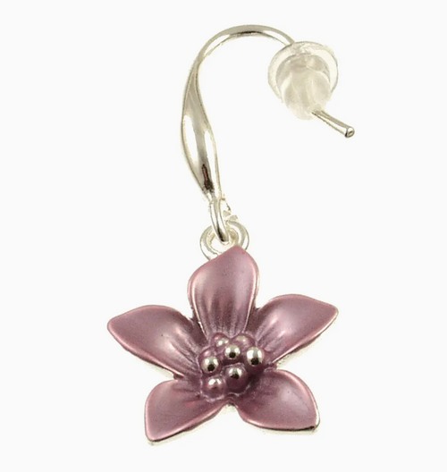 Silver Flower Earring - Purple