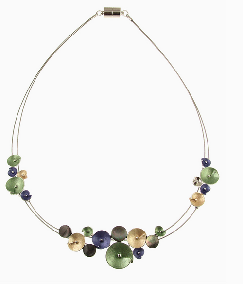 Purple Round Floral Shell Necklace