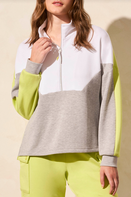 Color Block Mock Neck Sweater