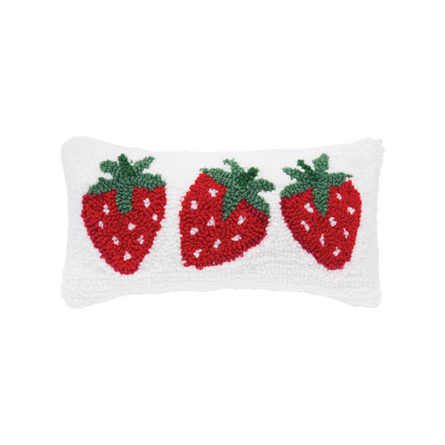 Strawberry Trio Hooked Pillow